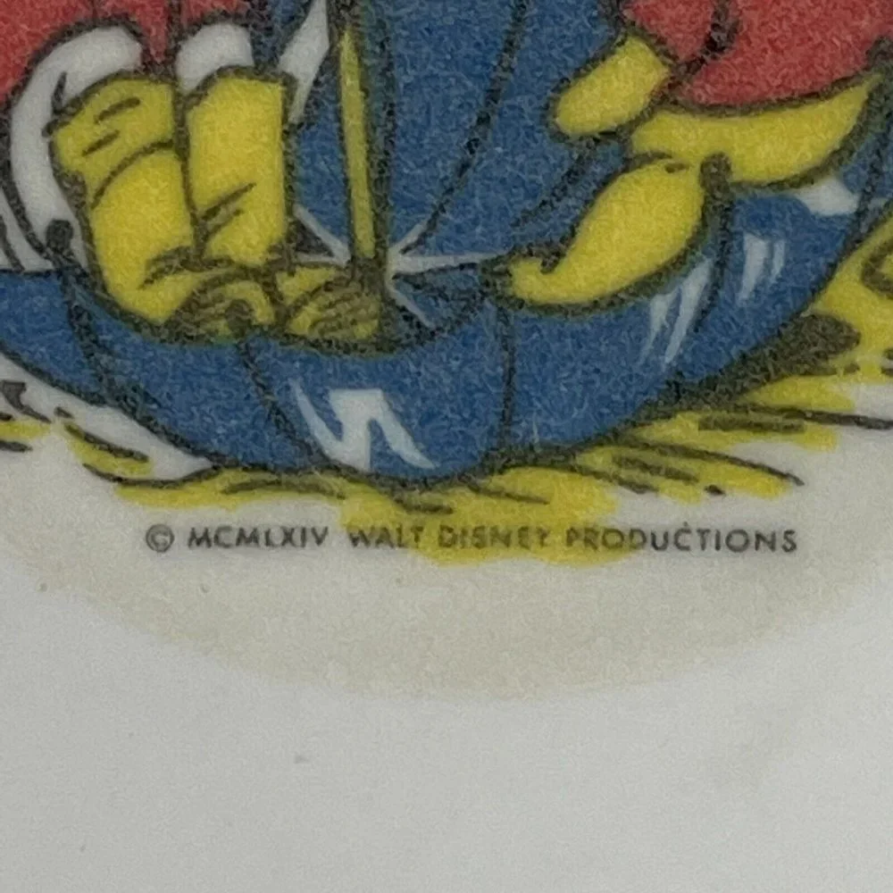Disney‎ Winnie the Pooh 1964 Two Melamine Bowls Christopher Robin Umbrella Vtg